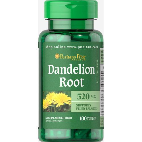 DANDELION ROOT 520mg supports fluid balance 100 rapid release capsules
