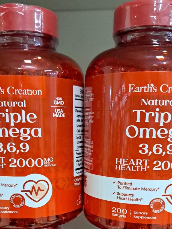 Earths creation triple om,ega 3,6,9 2000mg 200 sofgels
