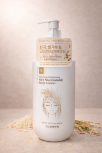 Glamfox glowing and moisturizing rice niacinamide body lotion